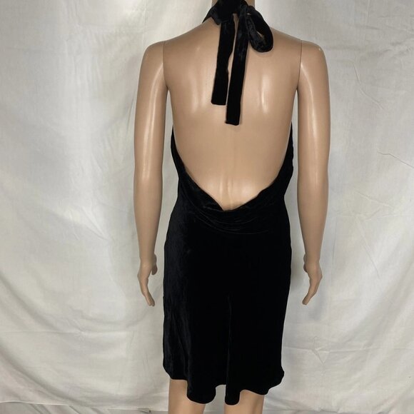 Reformation Women’s Velvet Halter Mini Dress Size S Black — Open Back, Soft - Picture 5 of 9
